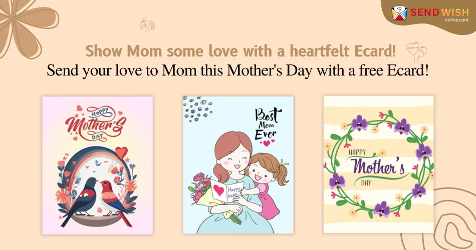 Smiling woman using phone to view and send a heartfelt Mother's Day ecard