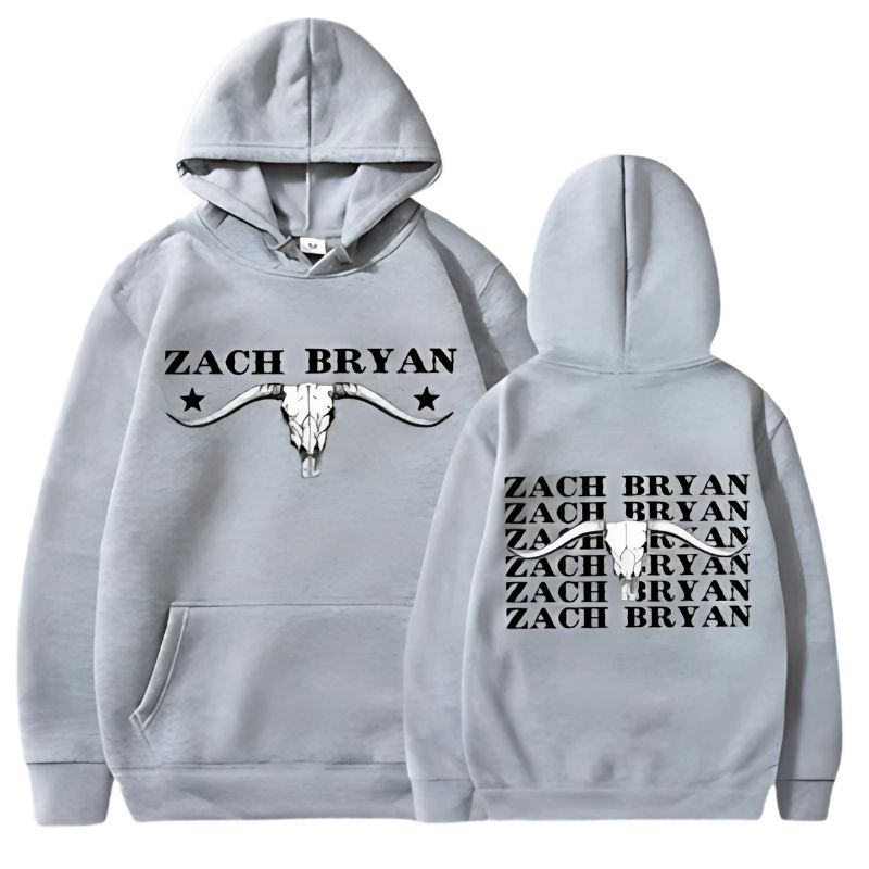 Zach-Bryan-Bull-Skull-Grey-Hoodie