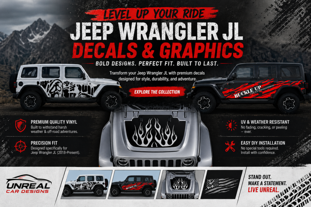 Unreal Car Designs: Premium Decals for Jeep Wrangler JL That Redefine Style