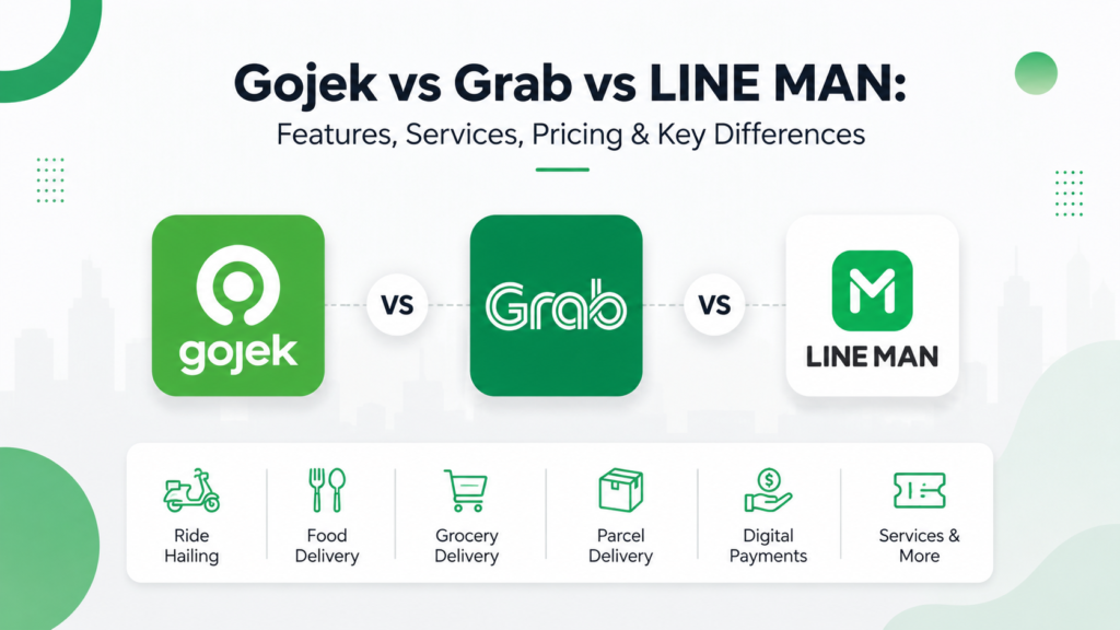 Gojek vs Grab vs LINE MAN: Features, Services, Pricing & Key Differences