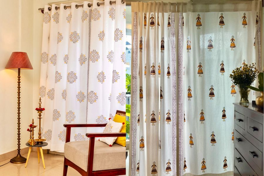 hand block printed curtains